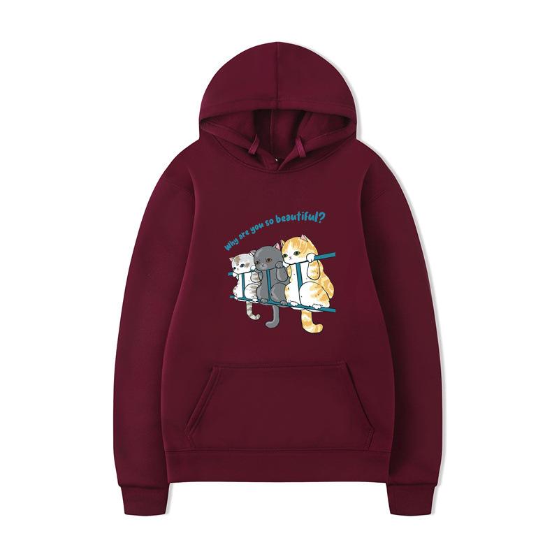 Cat Men Fashion Hoodies Men Women Hooded Sweatshirts Fashion Hip Hop Pullovers Autumn Boys Girls Black Streetwear Hoodie