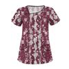 Women's Casual  Print Short Sleeve Sloping Collar Workwear Top With Double Pockets