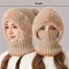 Winter Fleece Lined Knit Hat With Earflap, Windproof And Warm Hooded Neck Gaiter For Outdoor Cycling