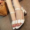 2024 Summer Sandalias De Mujer Open Toe High Heels Fashion Metal Buckle Classic Chunky Women Casual Versatile Zapatos De Mujer