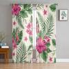 Tropical Flowers Tulle Curtains for Living Room Drapes Window Sheer Modern Curtains for Bedroom Decor