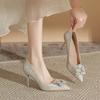 Not Tired Feet High Heels Wedding Shoes Women's 2025 New Main Wedding Dress Bride Shoes Can Usually Wear Bridesmaid Shoes French Crystal