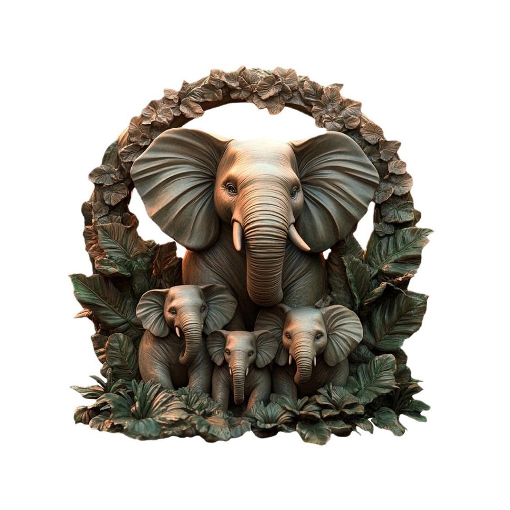 Boho Style Elephant Desk Decor 2D Flat Acrylic Ornaments Tabletop Decorations for Home Office Living Room
