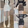 2023 High-Waisted PU Leather Irregular Pleated Skirt - Autumn/Winter Sexy Pencil Skirt for Women