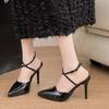 Shallow Buckle Side Air High Heels Summer New Sexy Pointed Toe Versatile One Strap Non-slip Stiletto Sandals