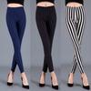 Women Stripe Printing Milk Silk Leggings Girl Fashion Sexy Cropped Trousers High Elasticity Skinny Casual Legging Pants