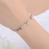 925 Sterling Silver Double Layer Crystal Flower Charm Bracelet &Bangle For Women Adjustable Box Chain Wedding Jewelry Sl075
