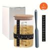 1Set Glass Jar Set Sourdough Starter Jar With Date Marked Feeding Band Thermometer Jar Scraper  Container Metal Lid  Starter Kit