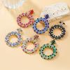 Crystal Earrings Circle Rhinestone Stud Earrings for Women Jewelry