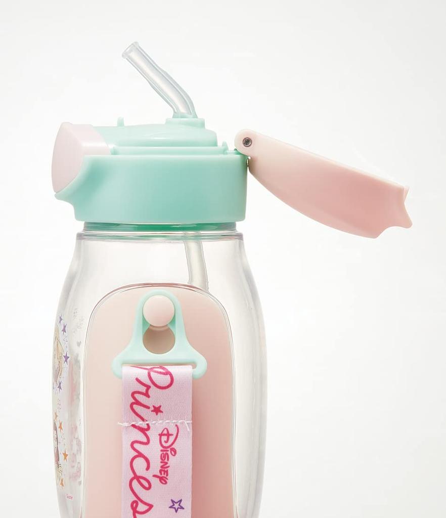 Skater Water Bottle with Straw, 530ml, Disney Princess 23, One-Push Operation, for Girls, PDSH6DX-A
