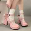 Bow Mary Jane High Heels Women Shoes Lolita Shoes 2024 Summer New Designer Y2k Chunky Platform Cosplay Shoes Women Pumps