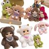 Hot18cm Rubber-lined Doll Siper Soft Cartoon Animals Plush Toys Mobile Phone Bag Key Pendant Birthday Xmas Gifts for Kids Decor
