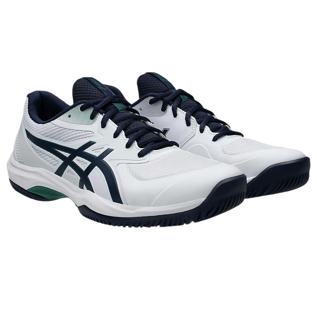 Asics Game FF Synthetic Leather Comfortable Fashion Trendy Minimalist Shock Absorption Low Top Tennis Shoes Men Sneaker Blue White 1041A489-102