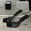 Fashion Liyke Summer Fashion Wide Square Open Toe Perspex Wedges Slipper Clear High Heels PVC Transparent Shoes Women Sandals Size 35-40