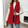 Women's Sleeveless Hoodie Coat Button Down Faux Fur Fuzzy Coat Oversized Textured Hooded Vest Fall Outerwear