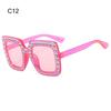 Crystal Oversized Sunglasses for Women Rhinestone Square Diamond Sun Glasses Retro Big Frame Sparkling Glasses