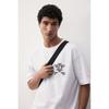 H M Loose FiT PrinTed T sHirT wHiTe Carbon beacH