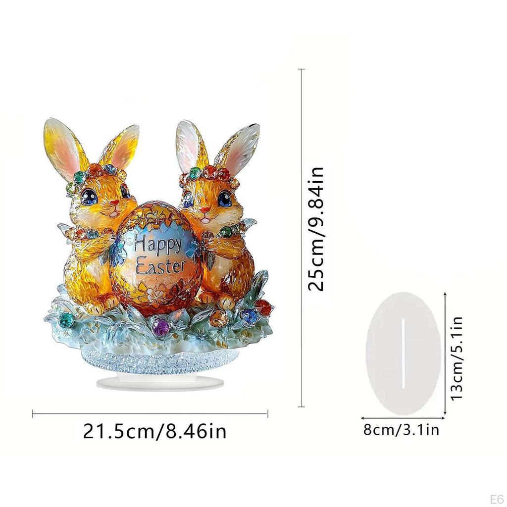 Easter Bunny Desktop Statue 2D Flat Acrylic Ornament Cute Accessories Lightweight Tabletop Figurine