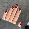 24PCS Y2k Almond Press On Nails Simple Red Gradient French False Nails for Spice Girls Sweet Cool Glossy Wearable False Nail Art