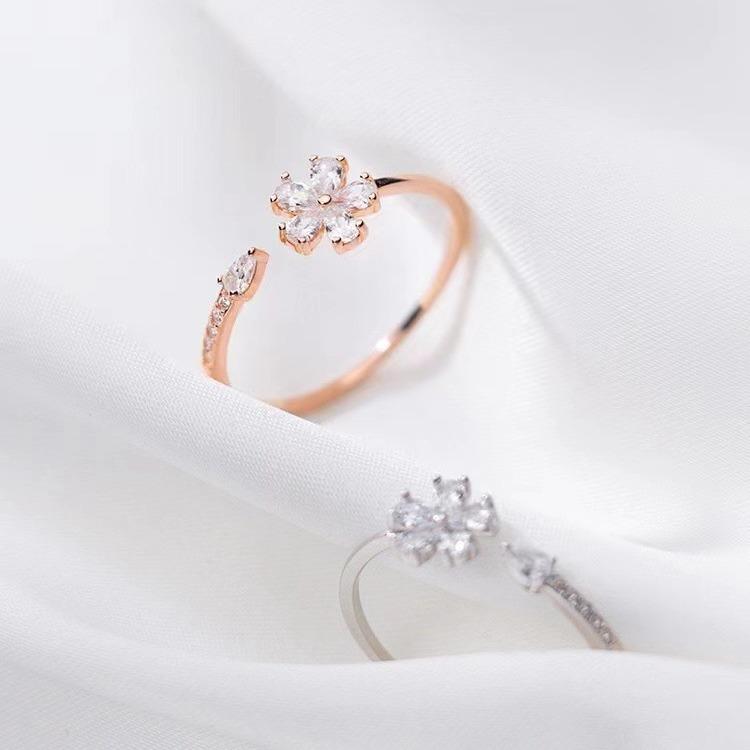 Korean Lucky Grass Flower Fashion Personalized Five Leaf Ring