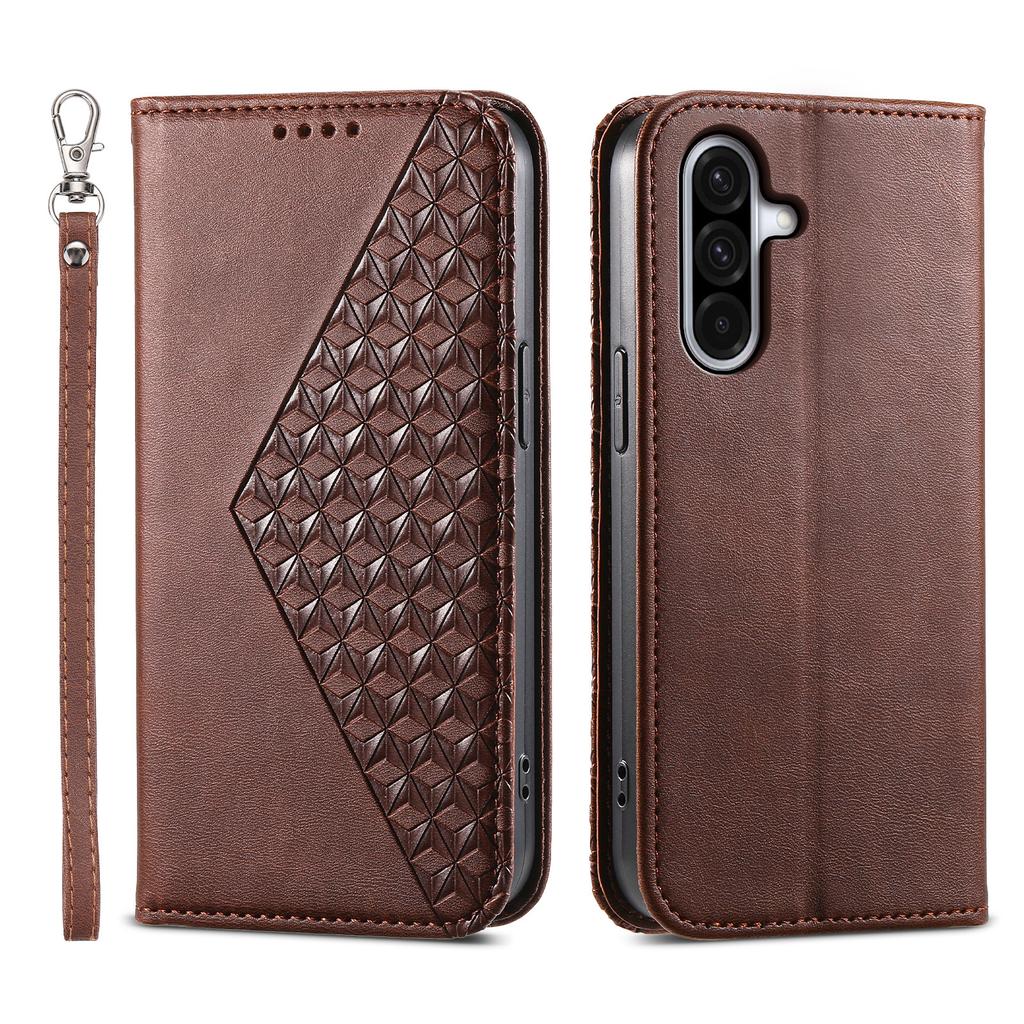 For Samsung Galaxy A17 5G Case Calf Texture PU Leather Wallet Phone Cover with Wrist Strap
