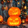 Halloween Pumpkin Lantern Spooky LED Light Up Pumpkin Figurine for Indoor Outdoor Halloween Tabletop Decor