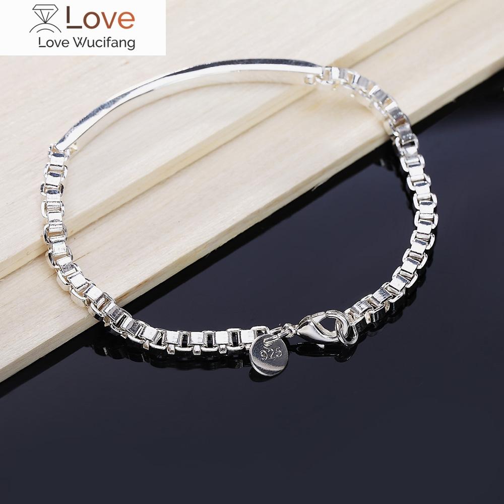 Fine Korean Fashion 925 Sterling Silver Classic Strip Lattice Bracelet for Woman Man Wedding Party Noble Gifts Fashion Jewelry