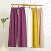 2025 Summer Women's Cotton Silk High Waist Wide Leg Twill Pants: Lightweight, Loose, and Versatile