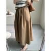 Retro Versatile Japanese Solid Color Halfskirt Women's Spring/Summer Casual Elastic Waist Slim Mid Length Umbrella Dress