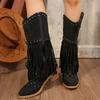Women's Shoes Side Zipper Women's Boots Fashion Tassel Modern Boots Women New Rivet Belt Buckle Mid-Calf Boots