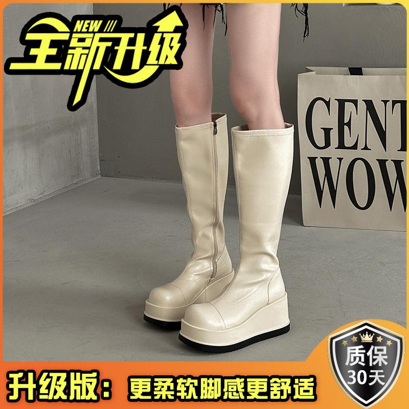 Fashion Temperament Niche Design Thick-soled Heightening Boots Women's 2025 Autumn and Winter New Simple and Versatile High Boots