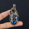 Labradorite Pendant, Handmade Gemstone 999 Copper Wire Wrapped Pendant Antique Jewelry, For Gift Silver Jewelry