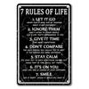 Mens Wall Mounted Metal Tin Sign 7 Rules of Life Wall Painting Motivational Poster Reading Sign Inspirational Poster Classroom