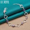 Purple AAA Zircon Romantic Heart Bracelet Silver Gift Fashion Jewelry