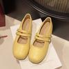 French Mary Jane Shoes Girl Word Belt Summer New Fairy Wind Shallow Mouth Daily Casual Single Shoes Flat Bottom with Skirt