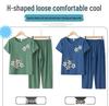 Elderly Women's Cotton Linen Short Sleeve Two-Piece Summer Outfit