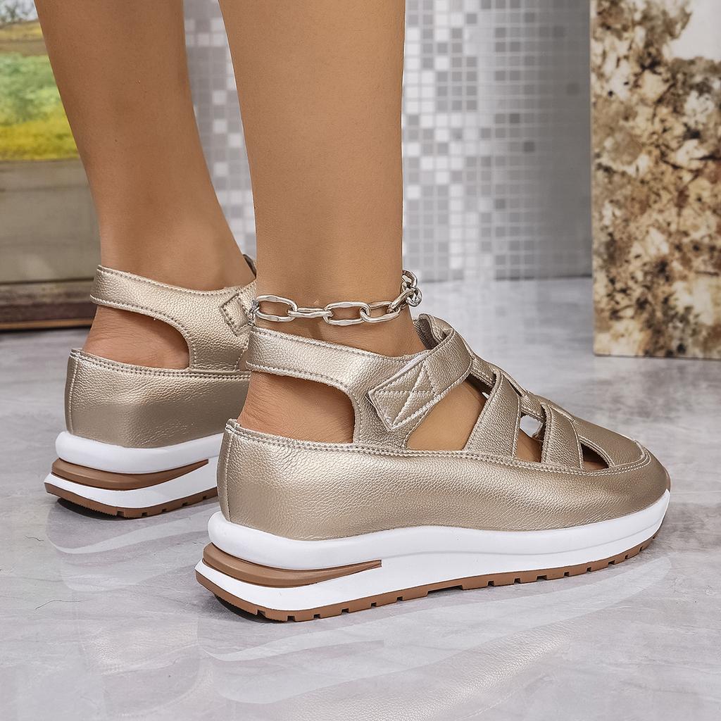 Ladies Shoes 2025 High Quality Buckle Strap Women's Sandals New Closed Toe Office and Career Summer Solid Wedge Sandals Zapatos