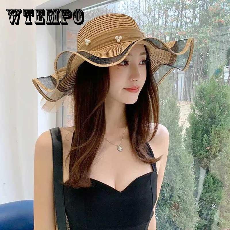 Straw Hat Women's Seaside Beach Hat Summer Temperament All-match Fashion Sun Hat Sunscreen Anti-ultraviolet Sun Hat