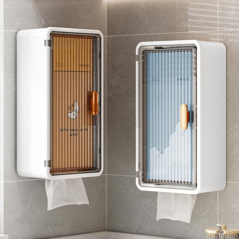 Punch-Free Wall-Mounted Tissue Box Transparent High-Value Rack High-End Storage Box Simple Large Paper Box