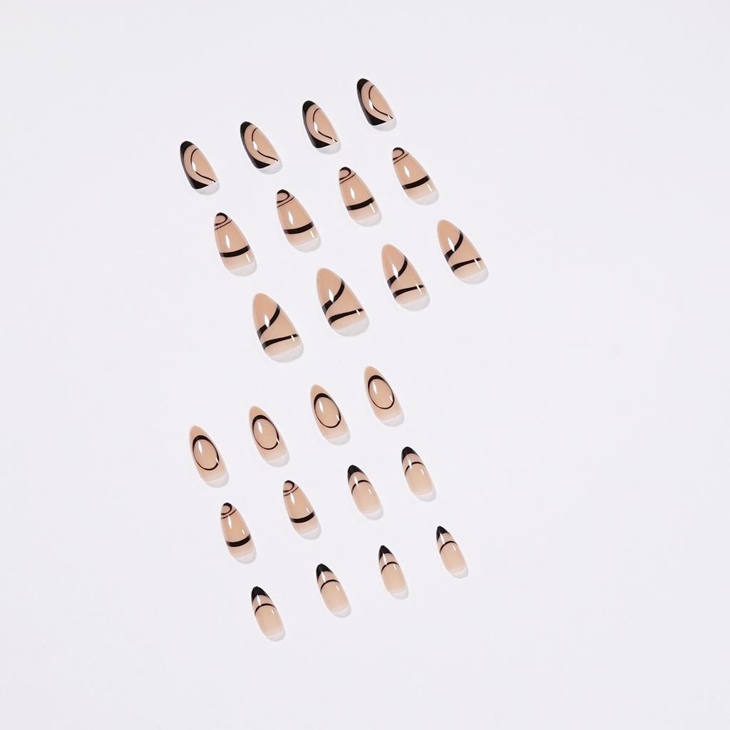 24 Pieces Nordic Style Wearing Nail Simple Nail Patch Line Manicure Patch French Manicure Press On Nails