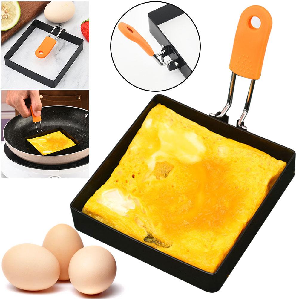 3.9 In 1/2 Pcs Egg Ring Square Egg Ring Stainless Steel Egg Pancake Cooking Ring with Anti-scald Handle Easy Clean for Breakfast