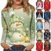 Long Sleeve Shirts For Women Cute Print Graphic Tees Blouses Casual Plus Size Basic Tops Pullover Christmas