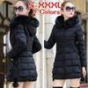Fashion Women Winter Warm Fur Collar Zipper Hooded Down Jacket Casual Outerwear Coat Thicken Jackets