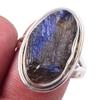 Natural Labradorite Gemstone Handmade 925 Solid Sterling Silver Ring Size 9 B3D49