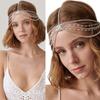 Bridal Wedding Party Headband Bohemian Rhinestone Tiaras Crown Forehead Chain Crystal Forehead Headdress Hair Ornament