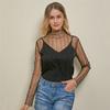 Women Sexy Mesh See Through T Shirt Fashion Hollow Transparent Shirt Star Dot Base Top Clubwear