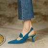 Fashion 2025 New Spring Suede Leather Slingbacks Pumps Fashion Pointed Toe Shallow High Heels Buckle Strap Heels for Women Women Shoes