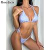 Sexy Tie Dye Knotted Halter Bikini Female Swimsuit Women Swimwear Two-pieces Bikini Set Bather Bathing Suit Swim Lady