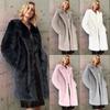 Women's Autumn And Winter Long Suit Collar Faux Fur Coat Solid Color Coat