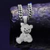 Rhinestone Pendant Necklace Bear Shape Bling Bling Necklaces New Hip Hop Necklace  For Men Women